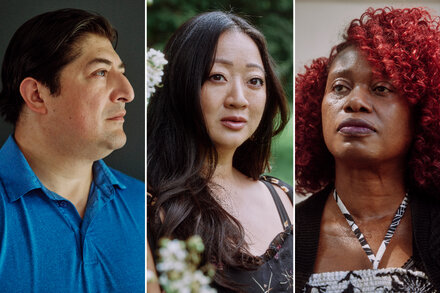 A diverse group of federal employees in various office settings, with a focus on their faces and expressions, representing different roles and demographics.