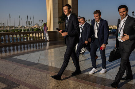 Jared Kushner, former White House senior advisor, in a suit and tie, looking forward with a slight smile.