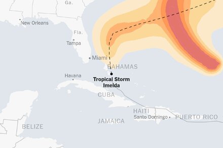 Mapa en vivo de la trayectoria de la tormenta tropical Imelda