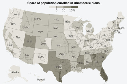 Obamacare Enrollment in Republican Areas Map