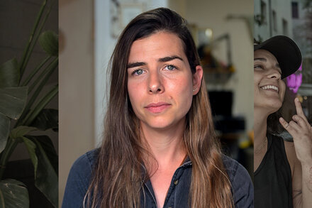 Avishag, a former hostage, stands with a determined expression, symbolizing her journey to healing and advocacy.