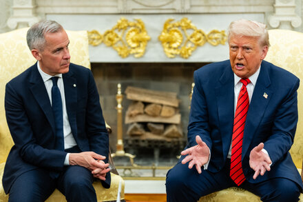 Mark Carney and Donald Trump shake hands in the Oval Office